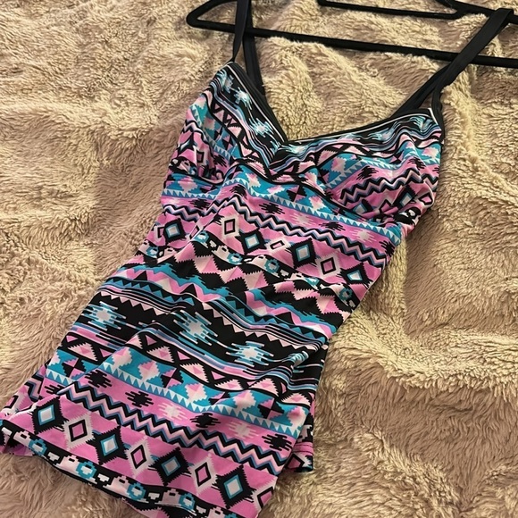 Southwest colorful print tankini top. - Picture 3 of 3